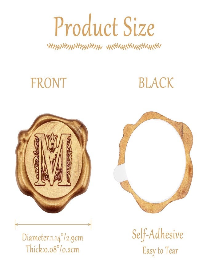 Yoption 50Pcs Antique Gold Letter M Wax Seal Stickers, Regal Initial Alphabet Envelope Seal Stickers for Wedding Party Birthday Christmas (M) - Image 3